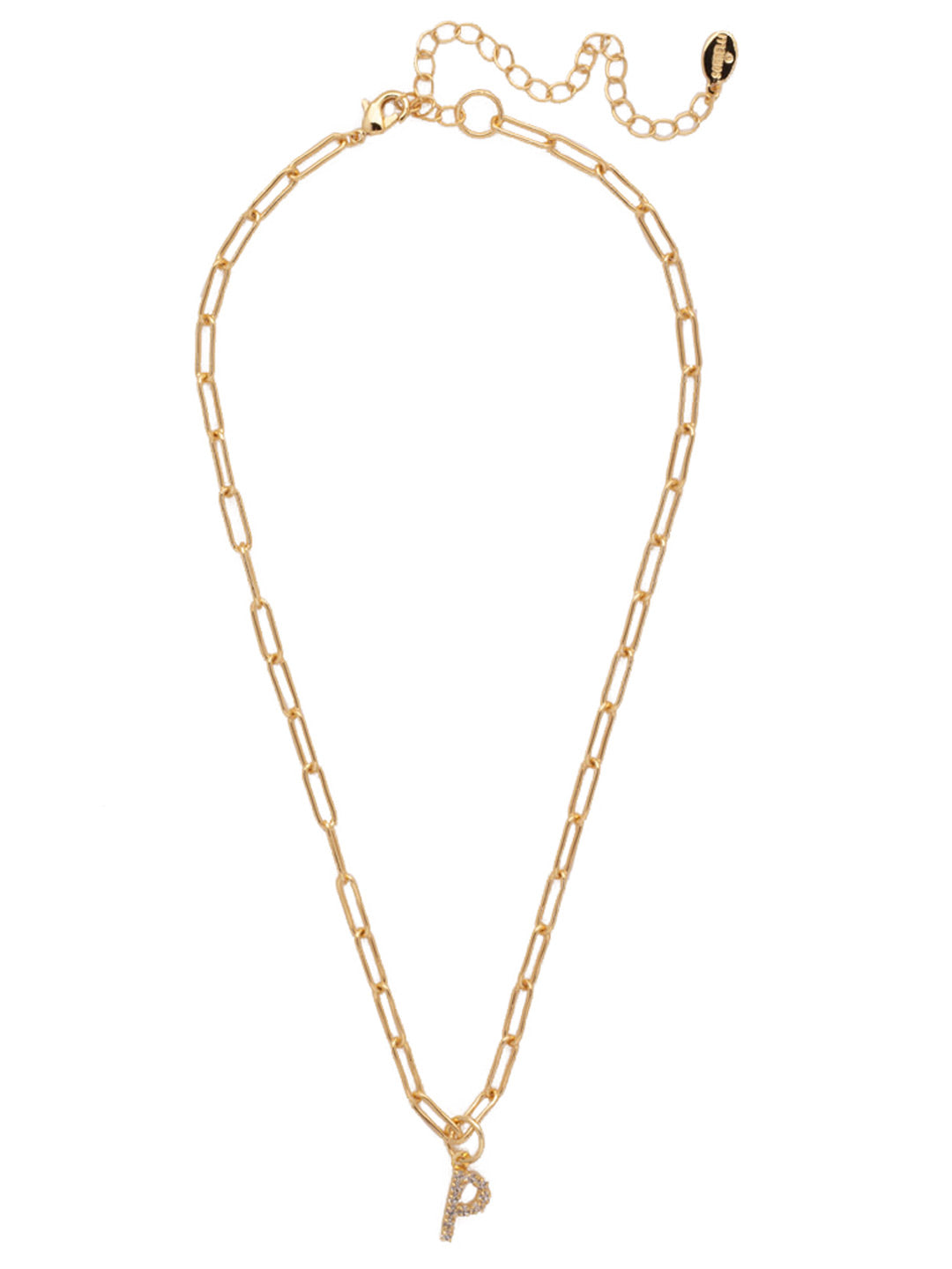 Sorrelli Crystal P Initial Paperclip Pendant Necklace