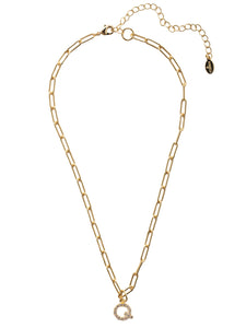 Sorrelli Crystal Q Initial Paperclip Pendant Necklace