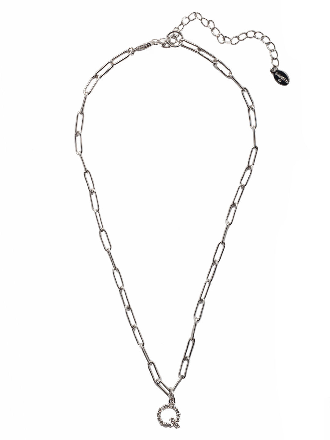 Sorrelli Crystal Q Initial Paperclip Pendant Necklace
