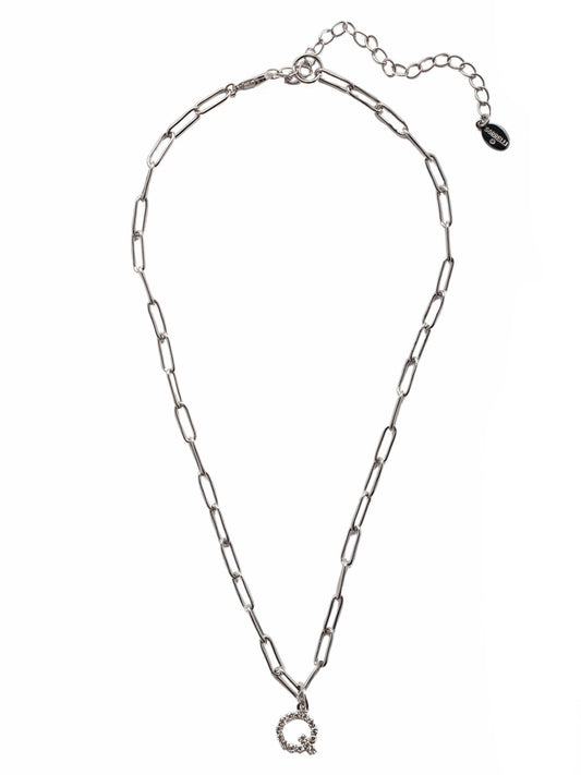 Sorrelli Crystal Q Initial Paperclip Pendant Necklace