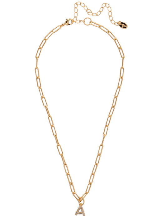 Sorrelli Crystal A Initial Paperclip Pendant Necklace
