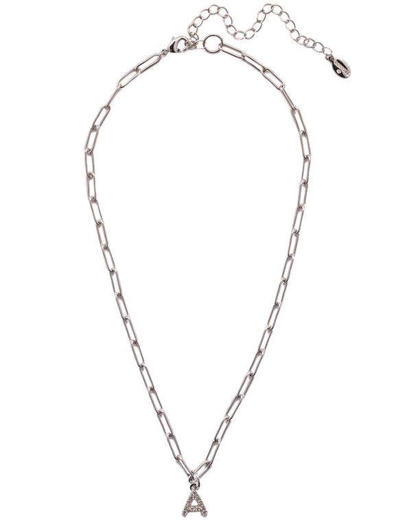 Sorrelli Crystal A Initial Paperclip Pendant Necklace