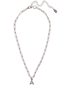 Sorrelli Crystal A Initial Paperclip Pendant Necklace