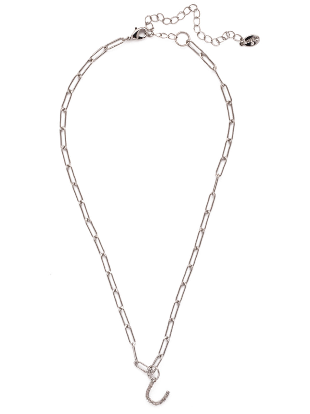 Sorrelli Crystal U Initial Paperclip Pendant Necklace