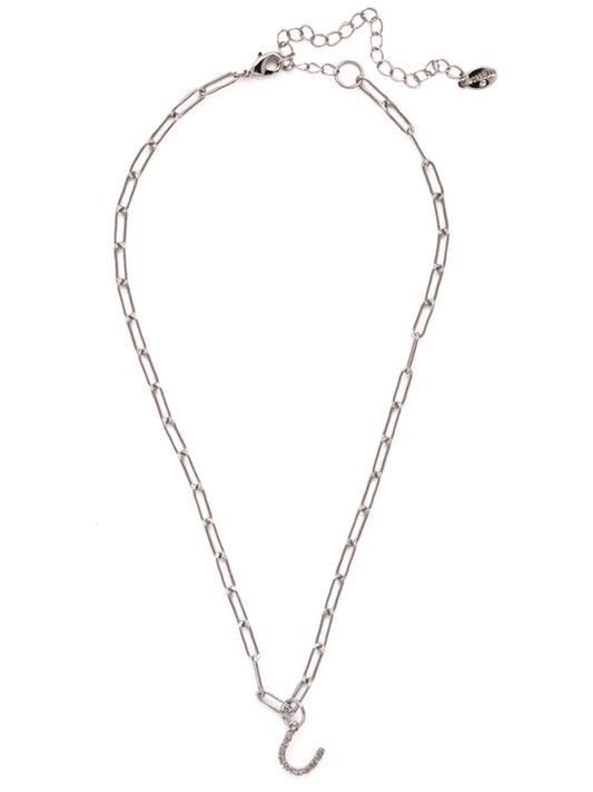 Sorrelli Crystal U Initial Paperclip Pendant Necklace