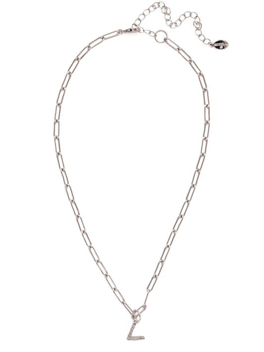 Sorrelli Crystal V Initial Paperclip Pendant Necklace