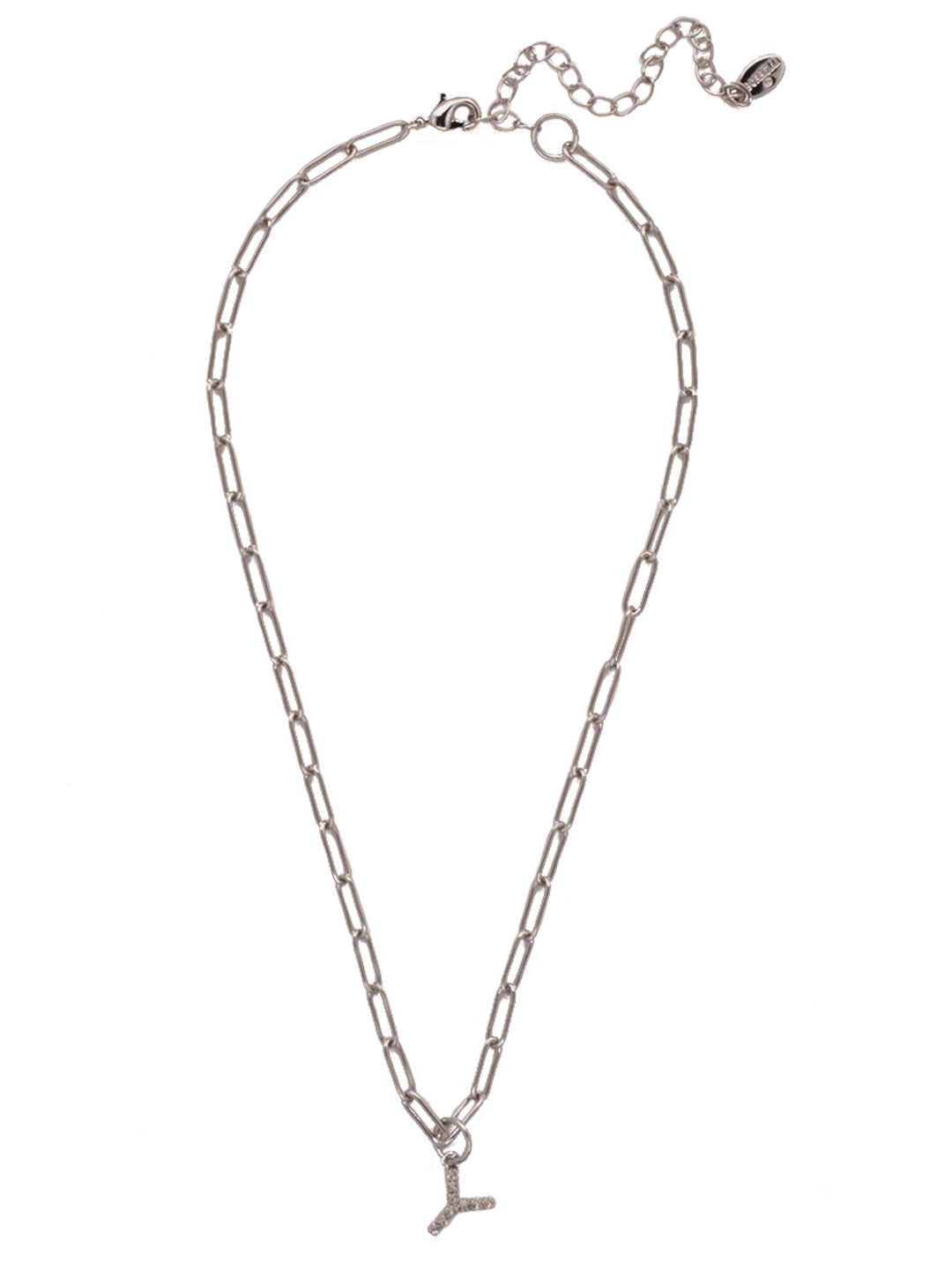 Sorrelli Crystal Y Initial Paperclip Pendant Necklace