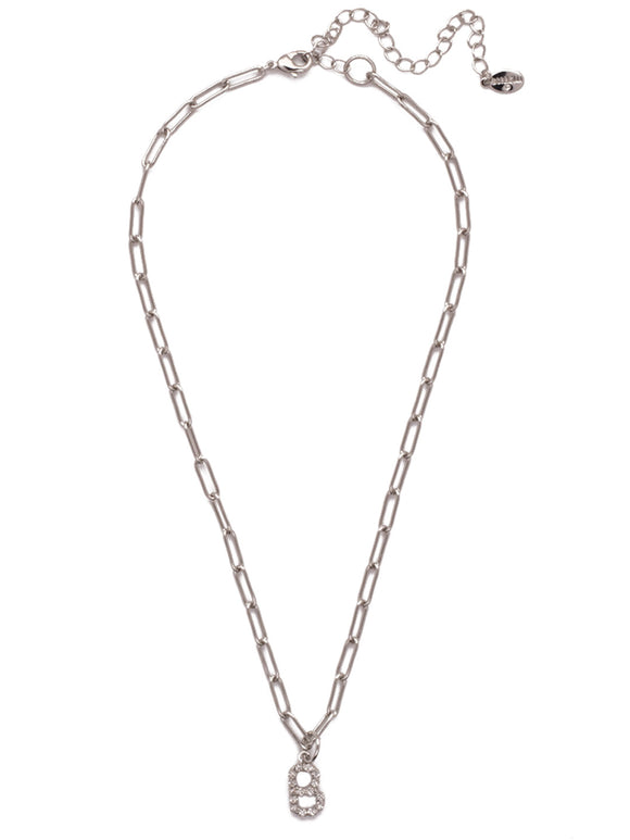 Sorrelli Crystal B Initial Paperclip Pendant Necklace