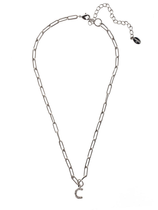 Sorrelli Crystal C Initial Paperclip Pendant Necklace