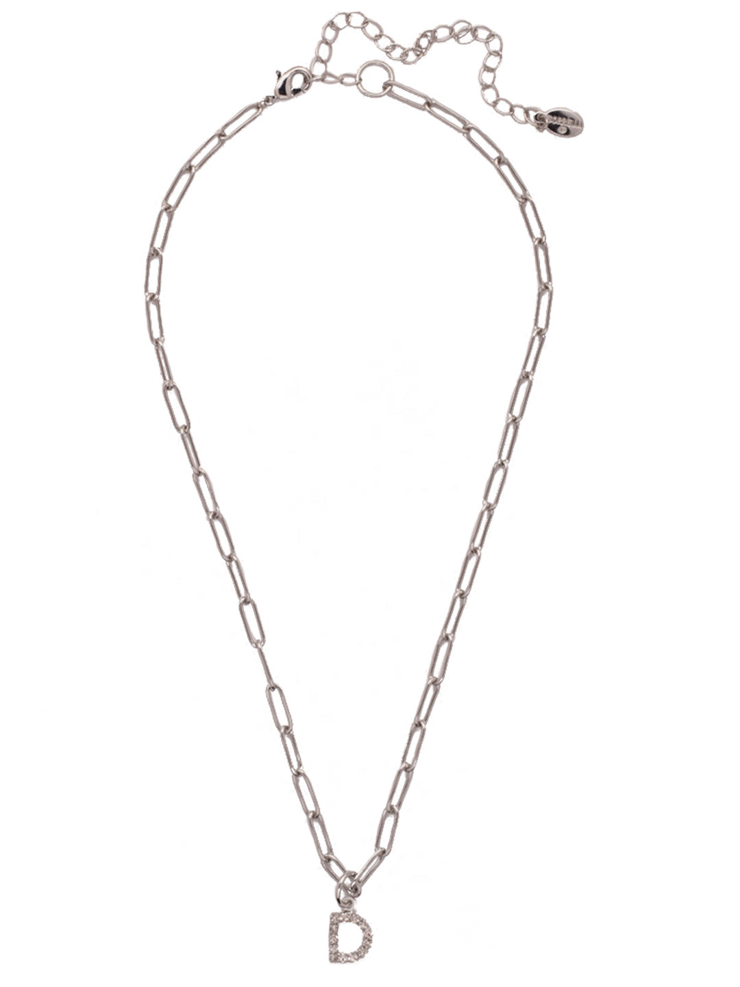 Sorrelli Crystal D Initial Paperclip Pendant Necklace