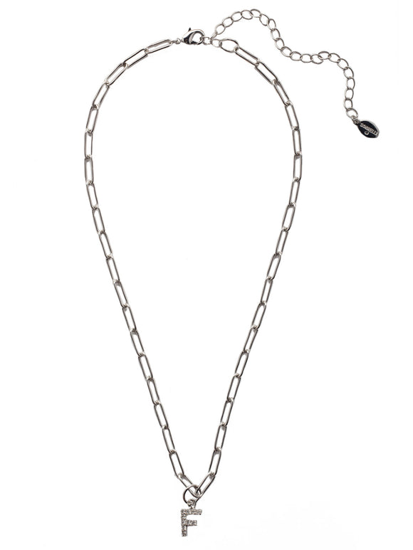 Sorrelli Crystal F Initial Paperclip Pendant Necklace