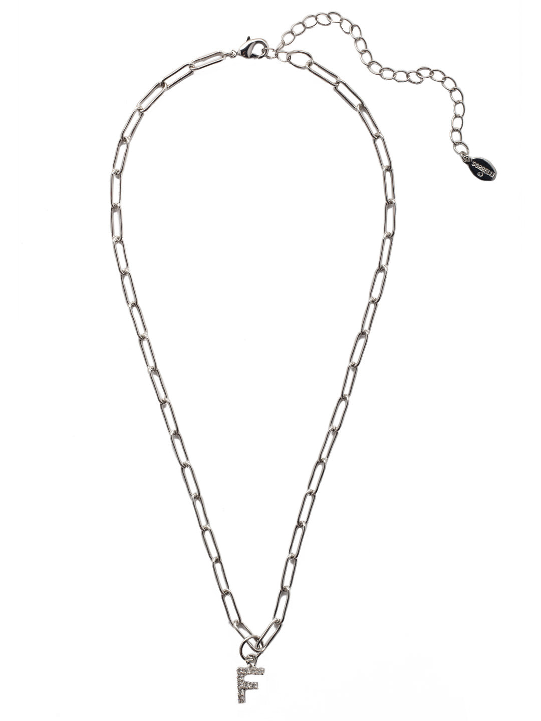 Sorrelli Crystal F Initial Paperclip Pendant Necklace