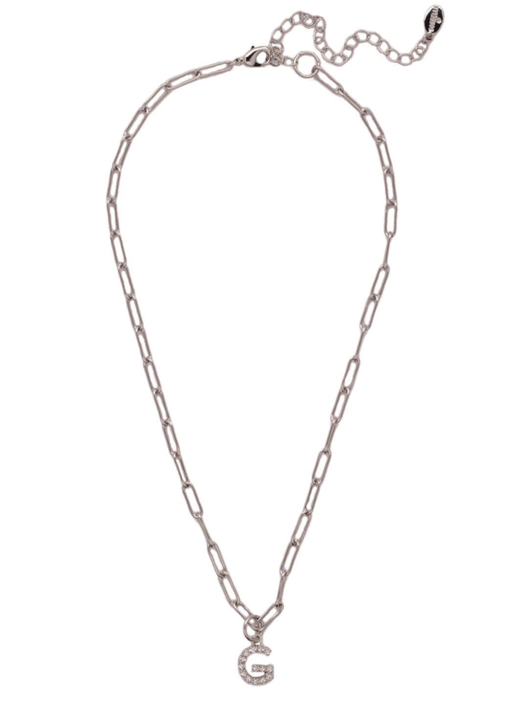 Sorrelli Crystal G Initial Paperclip Pendant Necklace