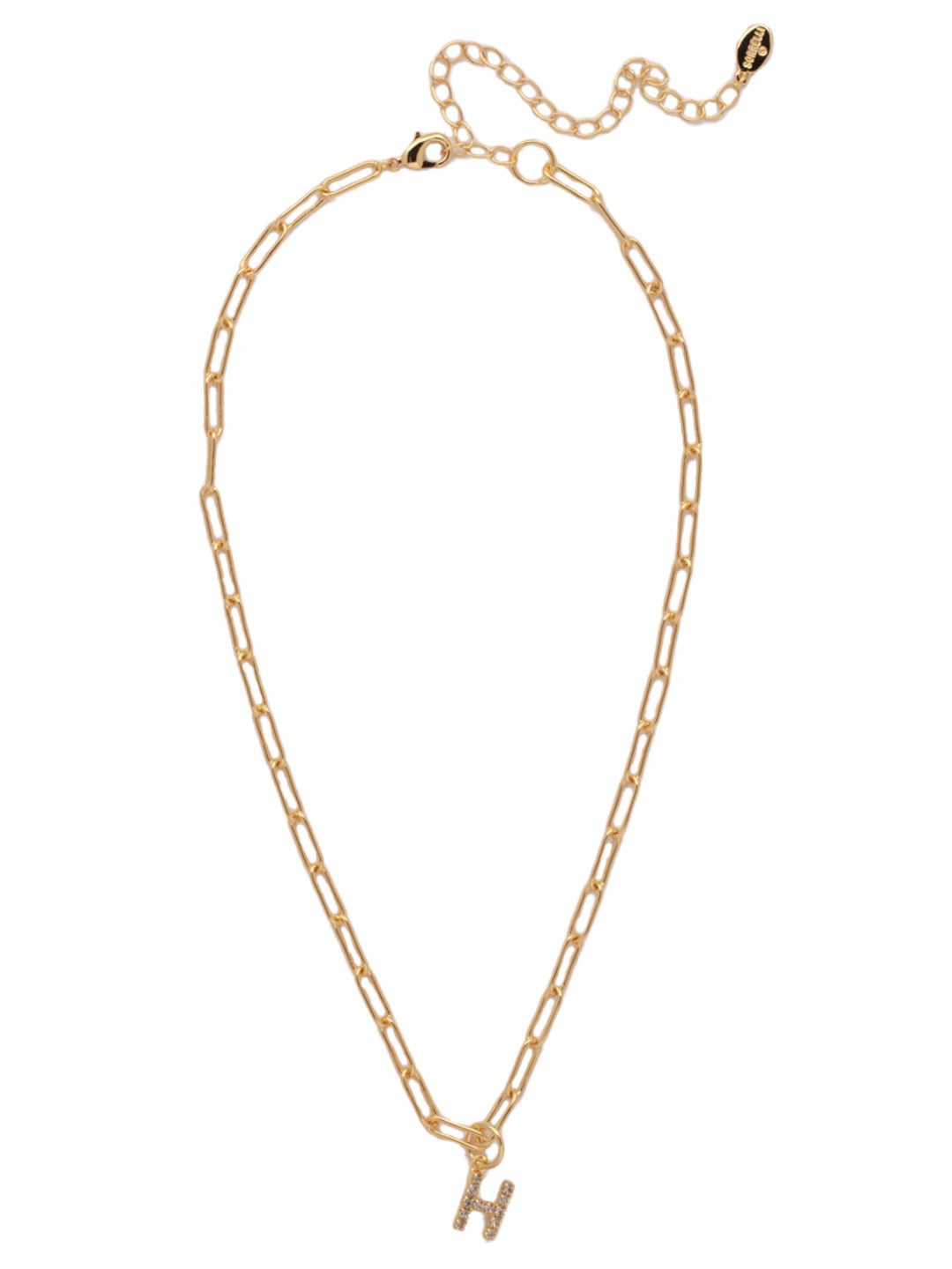 Sorrelli Crystal H Initial Paperclip Pendant Necklace