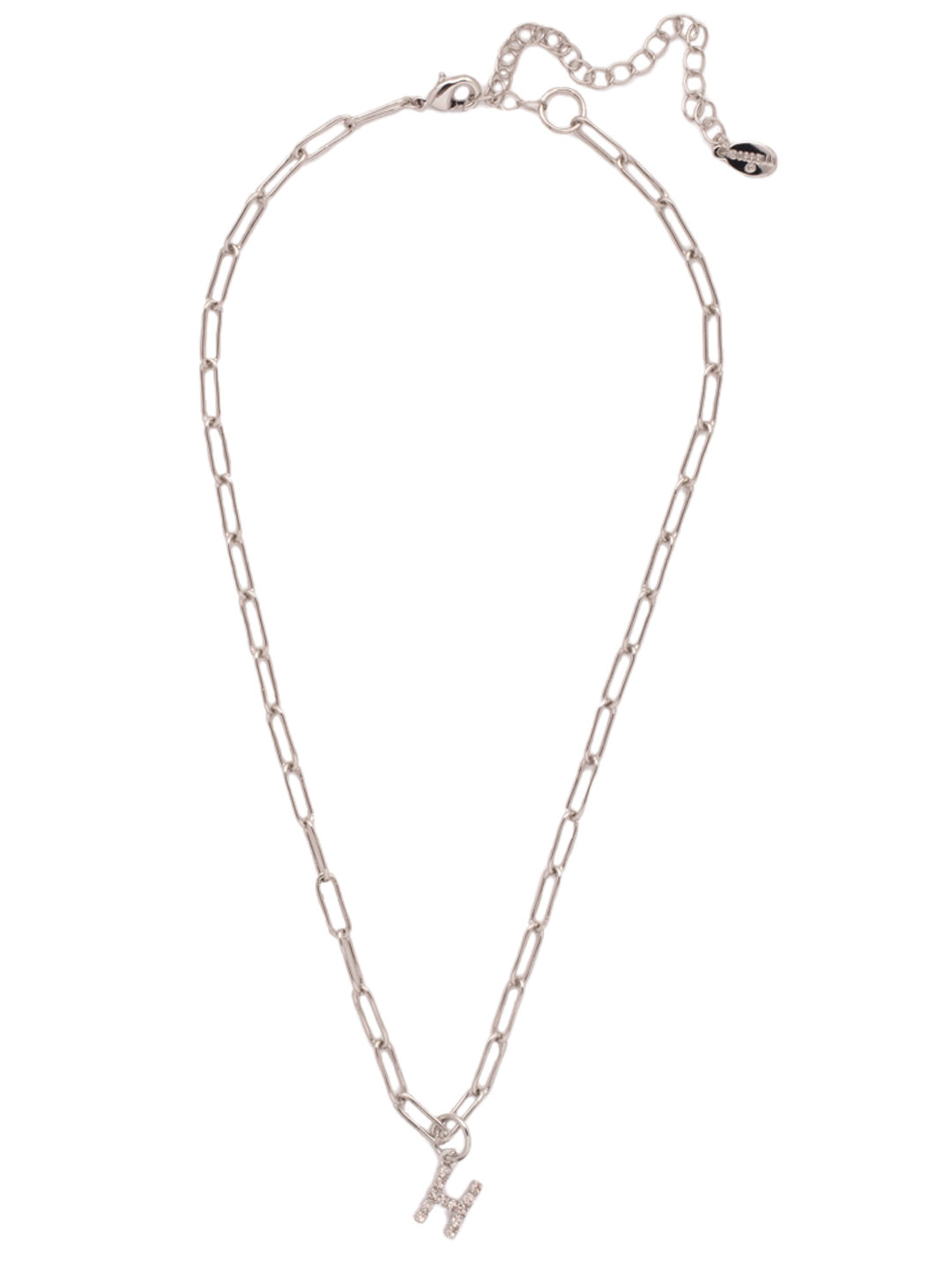Sorrelli Crystal H Initial Paperclip Pendant Necklace