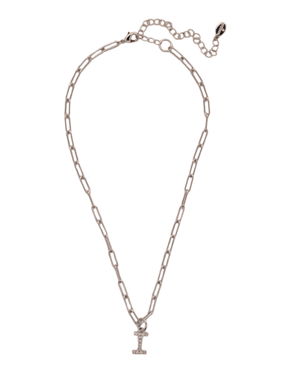 Sorrelli Crystal I Initial Paperclip Pendant Necklace