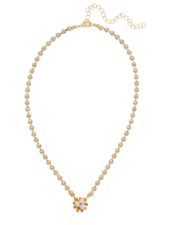 Sorrelli Modern Pearl Nesta Rhinestone Chain Pendant Necklace