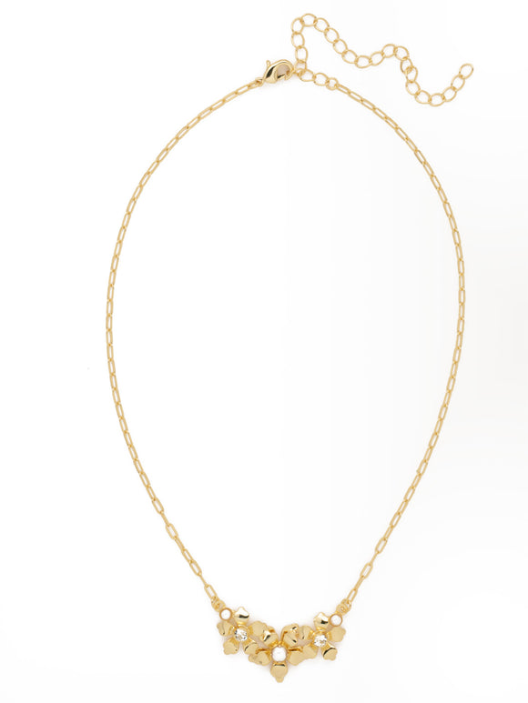 Sorrelli Modern Pearl Full Bloom Plated Tennis Necklace