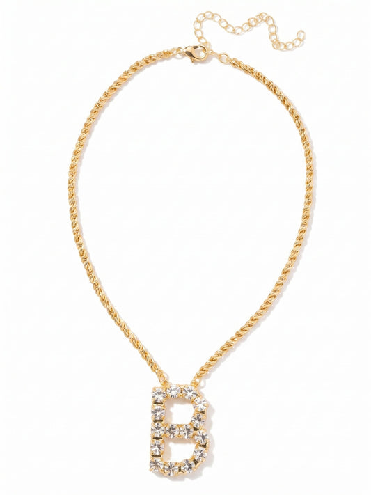 Sorrelli Crystal B Initial Rope Pendant Necklace