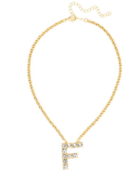 Sorrelli Crystal F Initial Rope Pendant Necklace