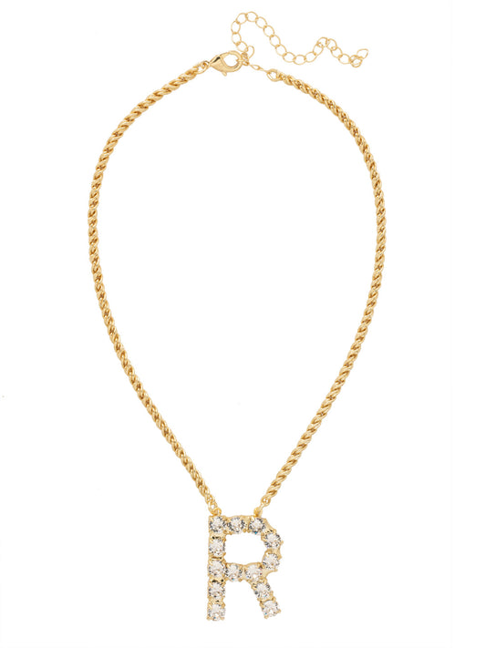 Sorrelli Crystal R Initial Rope Pendant Necklace