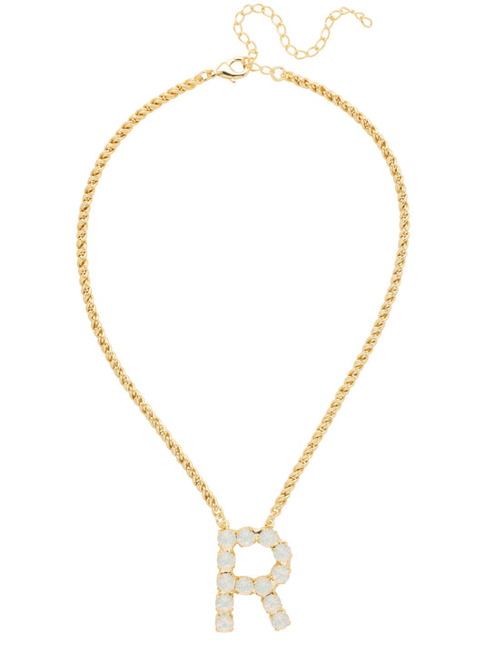 Sorrelli White Opal R Initial Rope Pendant Necklace