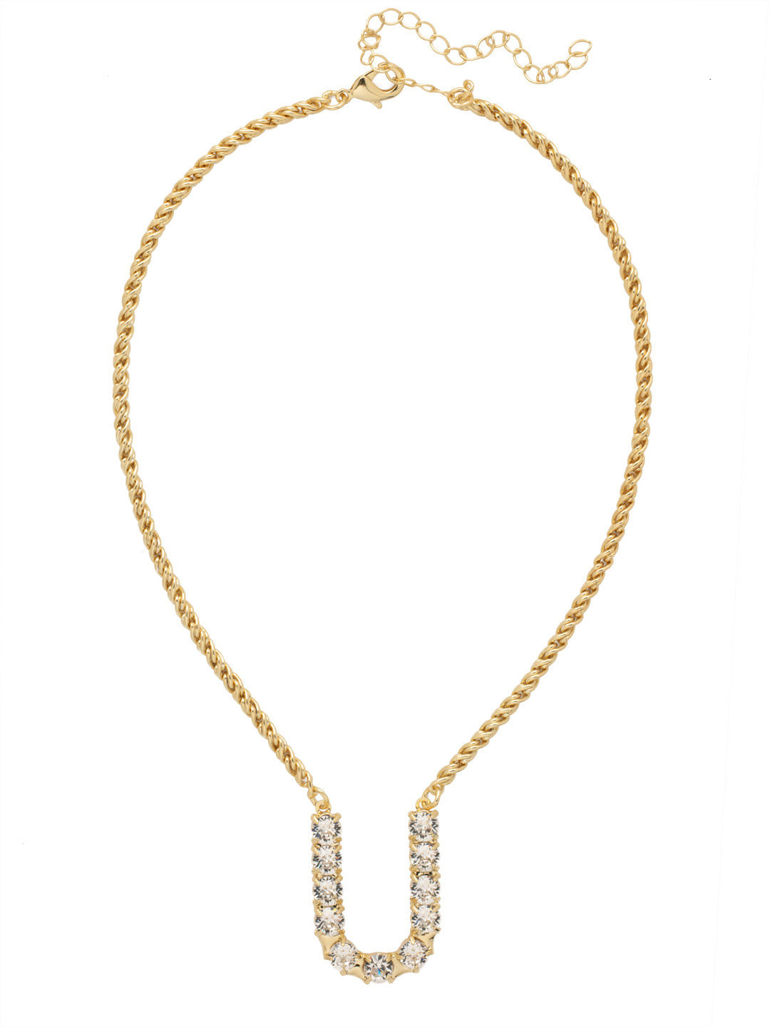 Sorrelli Crystal U Initial Rope Pendant Necklace