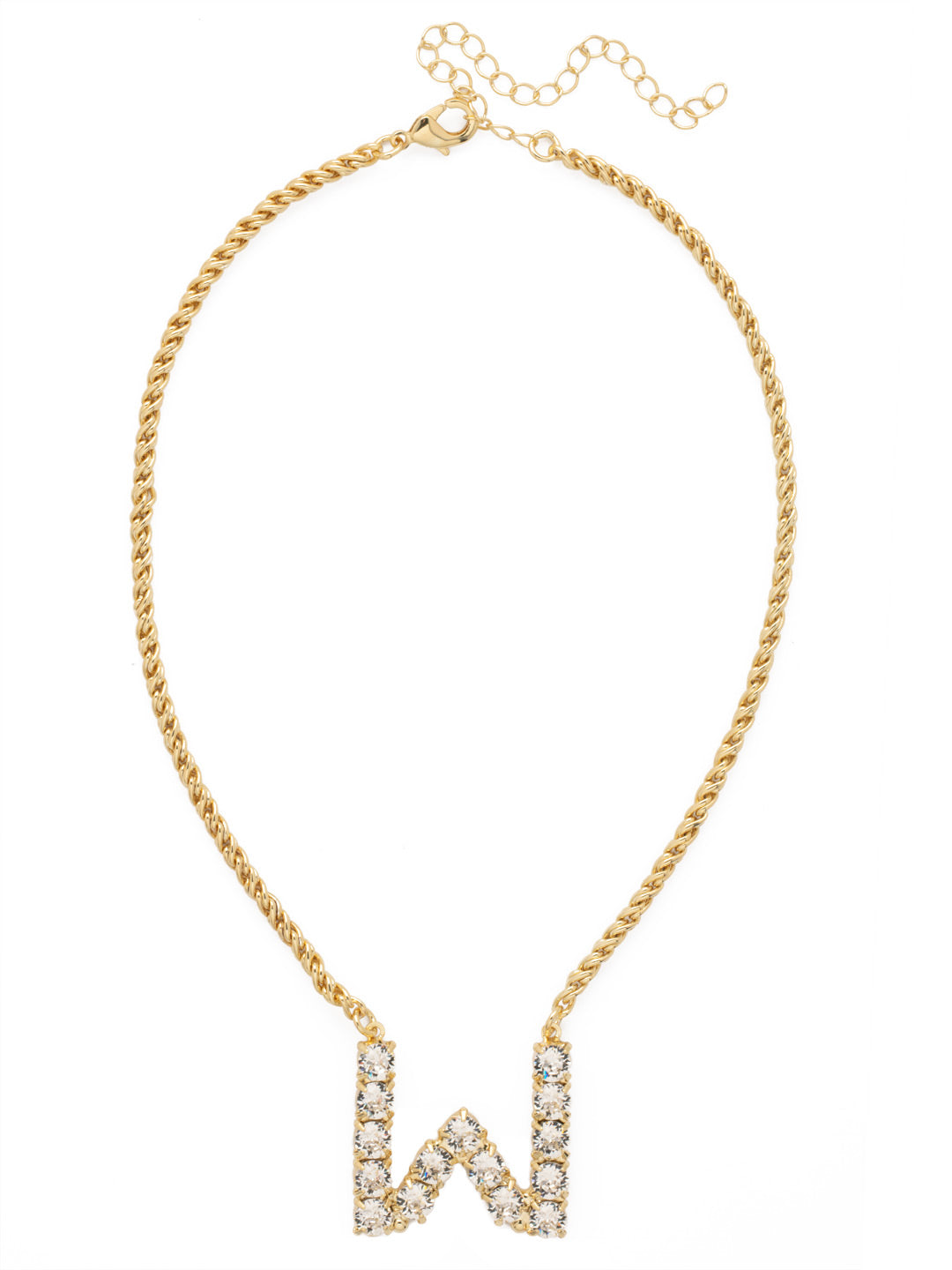 Sorrelli Crystal W Initial Rope Pendant Necklace