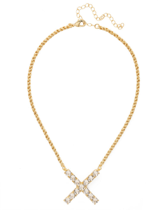 Sorrelli Crystal X Initial Rope Pendant Necklace