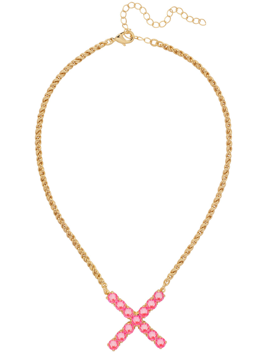 Sorrelli Electric Pink X Initial Rope Pendant Necklace