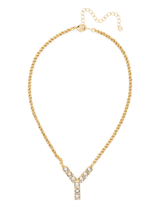 Sorrelli Crystal Y Initial Rope Pendant Necklace