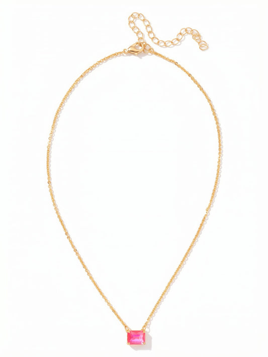 Sorrelli Electric Pink Octavia Single Crystal Pendant Necklace