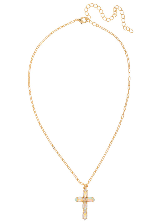 Sorrelli Crystal Aurora Borealis Clarissa Cross Pendant Necklace