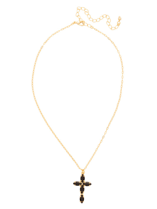Sorrelli Jet Clarissa Cross Pendant Necklace