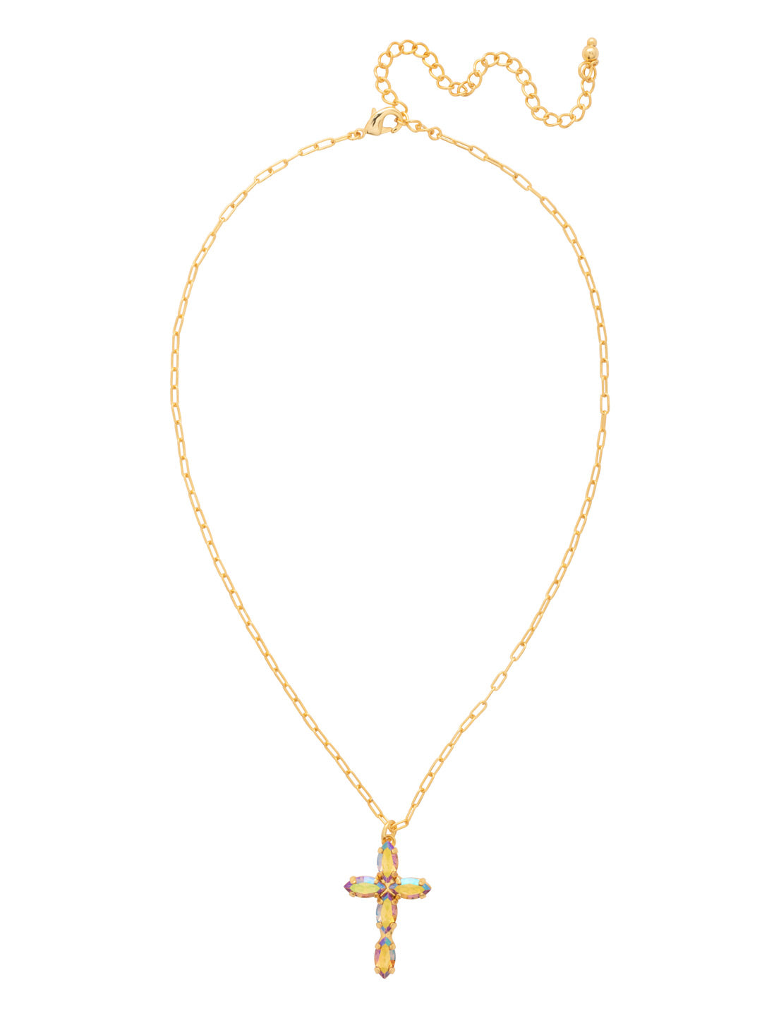 Sorrelli Light Colorado Aurora Borealis Clarissa Cross Pendant Necklace