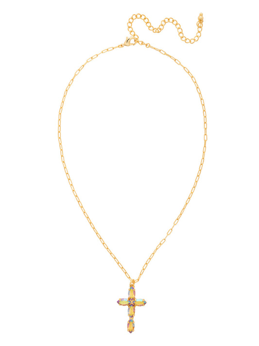 Sorrelli Light Colorado Aurora Borealis Clarissa Cross Pendant Necklace