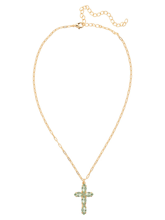 Sorrelli Mint Clarissa Cross Pendant Necklace