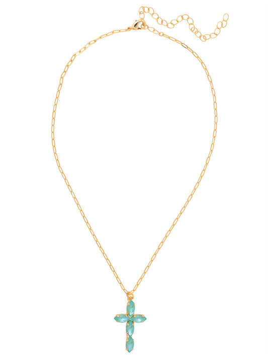 Sorrelli Summer Blue Delite Clarissa Cross Pendant Necklace