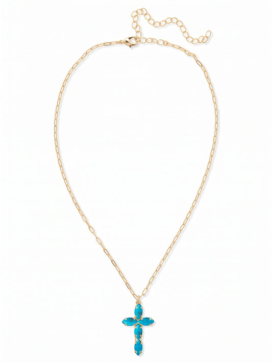 Sorrelli Turquoise Clarissa Cross Pendant Necklace