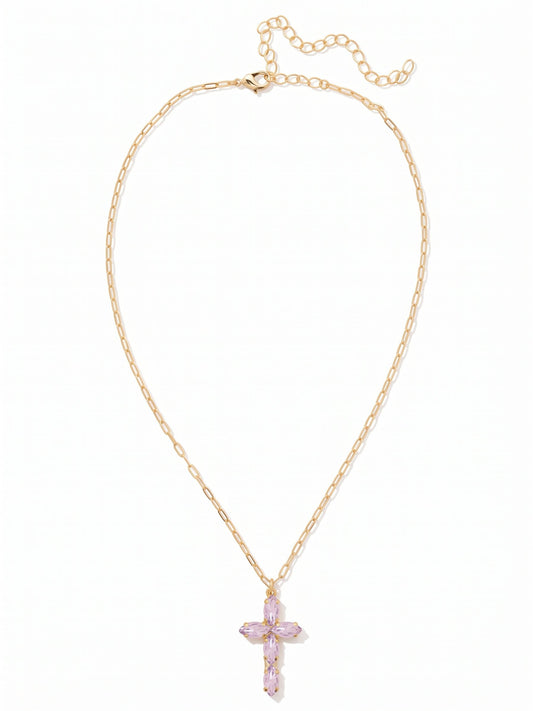 Sorrelli Violet Clarissa Cross Pendant Necklace