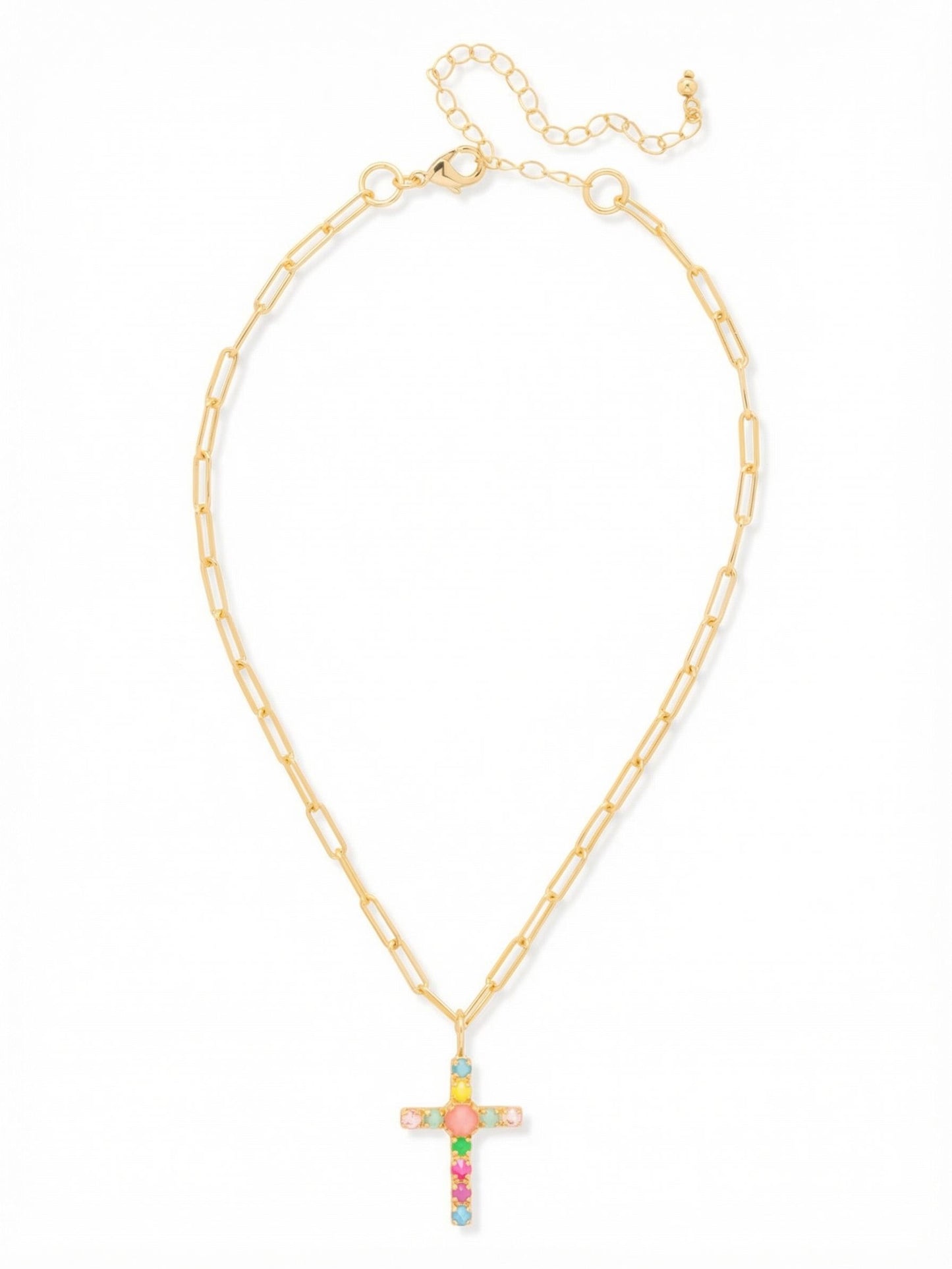 Sorrelli Candy Carnival Cross Paperclip Pendant Necklace