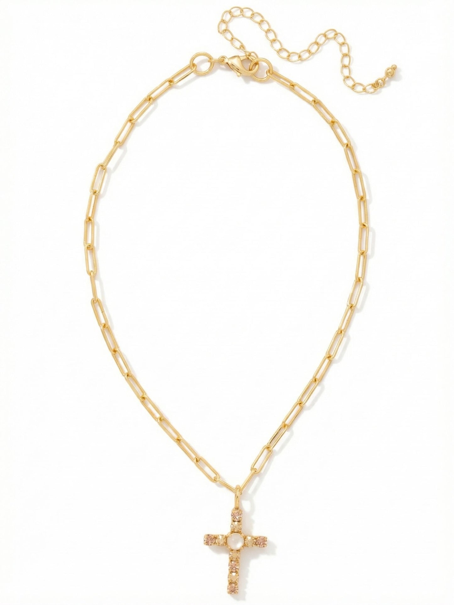Sorrelli Golden Goddess Cross Paperclip Pendant Necklace