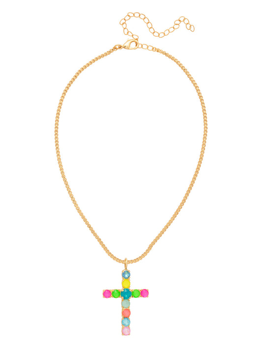 Sorrelli Candy Carnival Crystal Cross Pendant Necklace