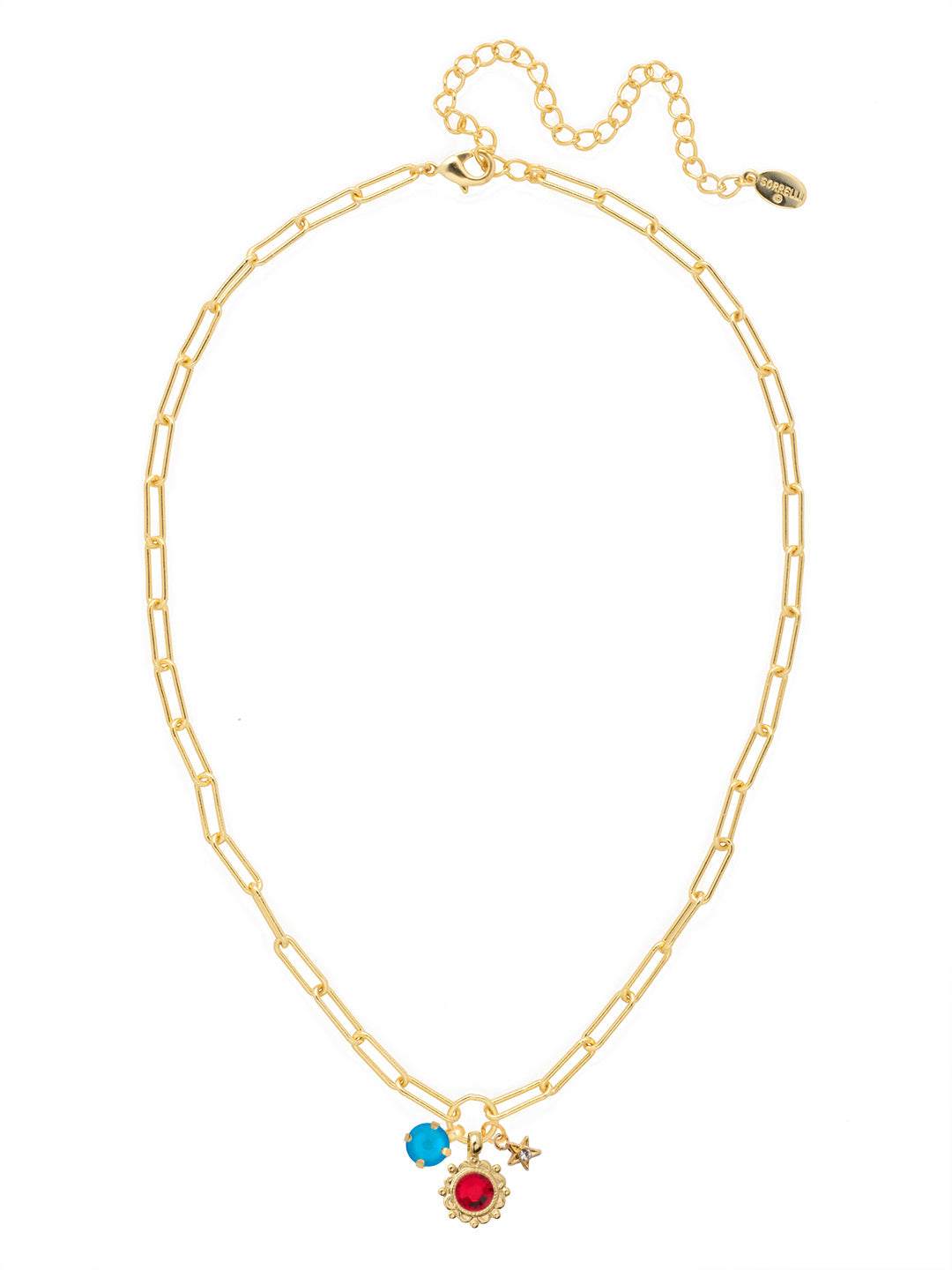 Sorrelli Stars and Stripes Liberty Charm Pendant Necklace