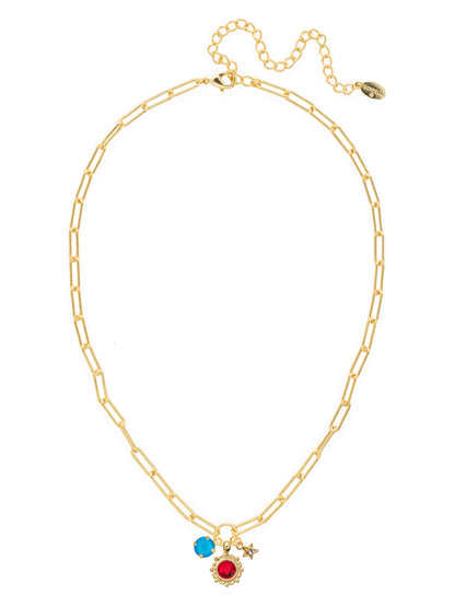 Sorrelli Stars and Stripes Liberty Charm Pendant Necklace