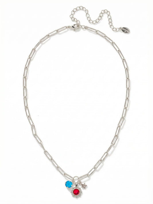 Sorrelli Stars and Stripes Liberty Charm Pendant Necklace