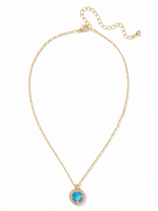 Sorrelli Electric Blue Shiny Crystal Halo Pendant Necklace