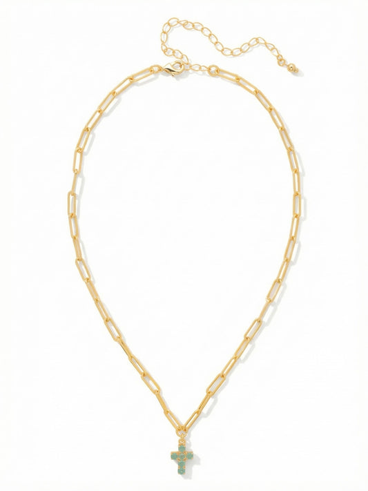 Sorrelli Pacific Opal Carly Cross Pendant Necklace