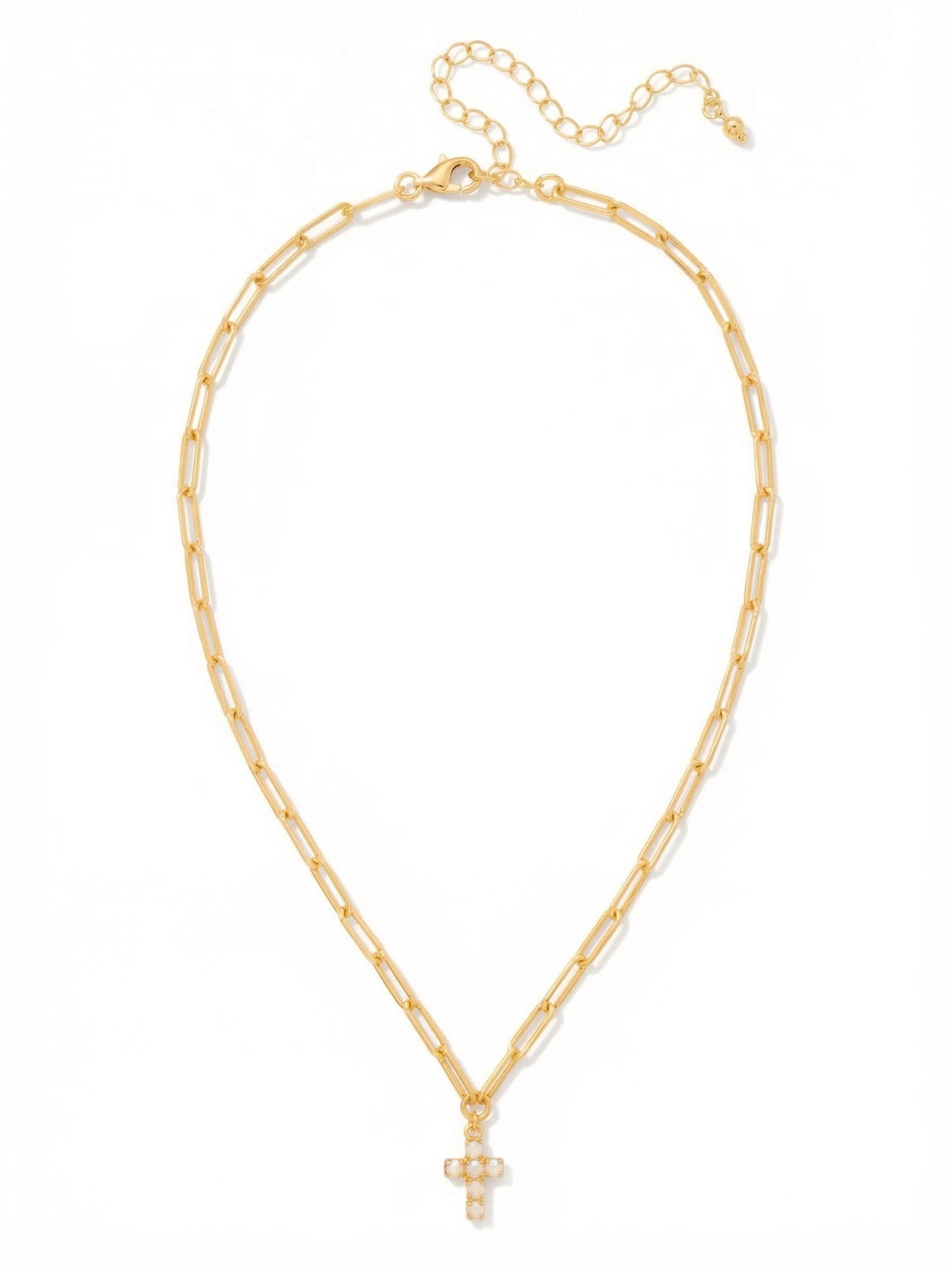 Sorrelli White and AB Carly Cross Pendant Necklace