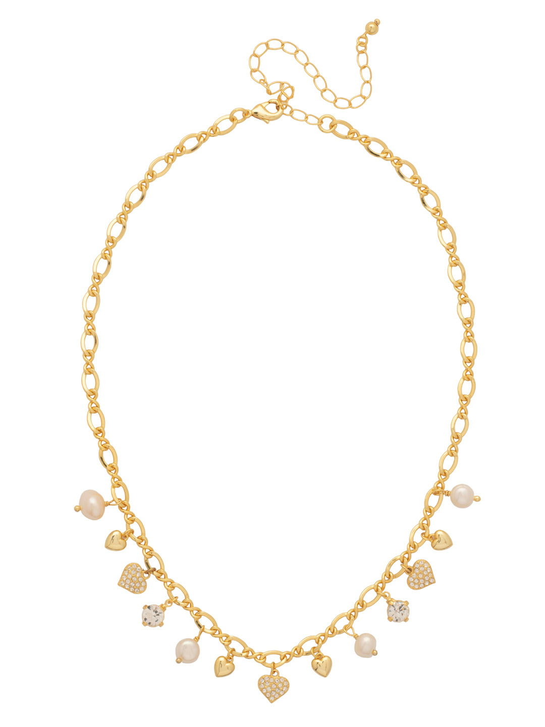 Sorrelli Crystal Heart & Pearl Charm Tennis Necklace